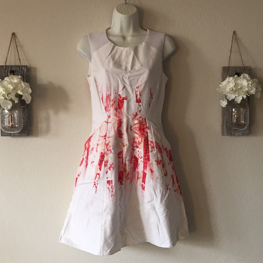 T Tahari Sleeveless Dress | White/Pink